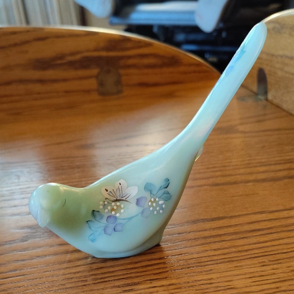 Hand Painted and Signed Fenton Bird